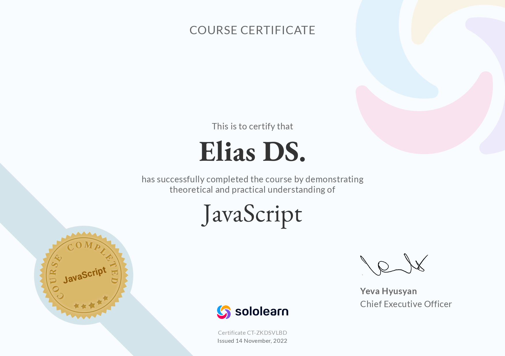 Certificado JavaScript